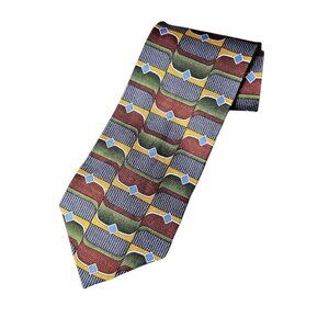 Z Inc New Men's Classic Geometric Green Blue Long Silk Necktie